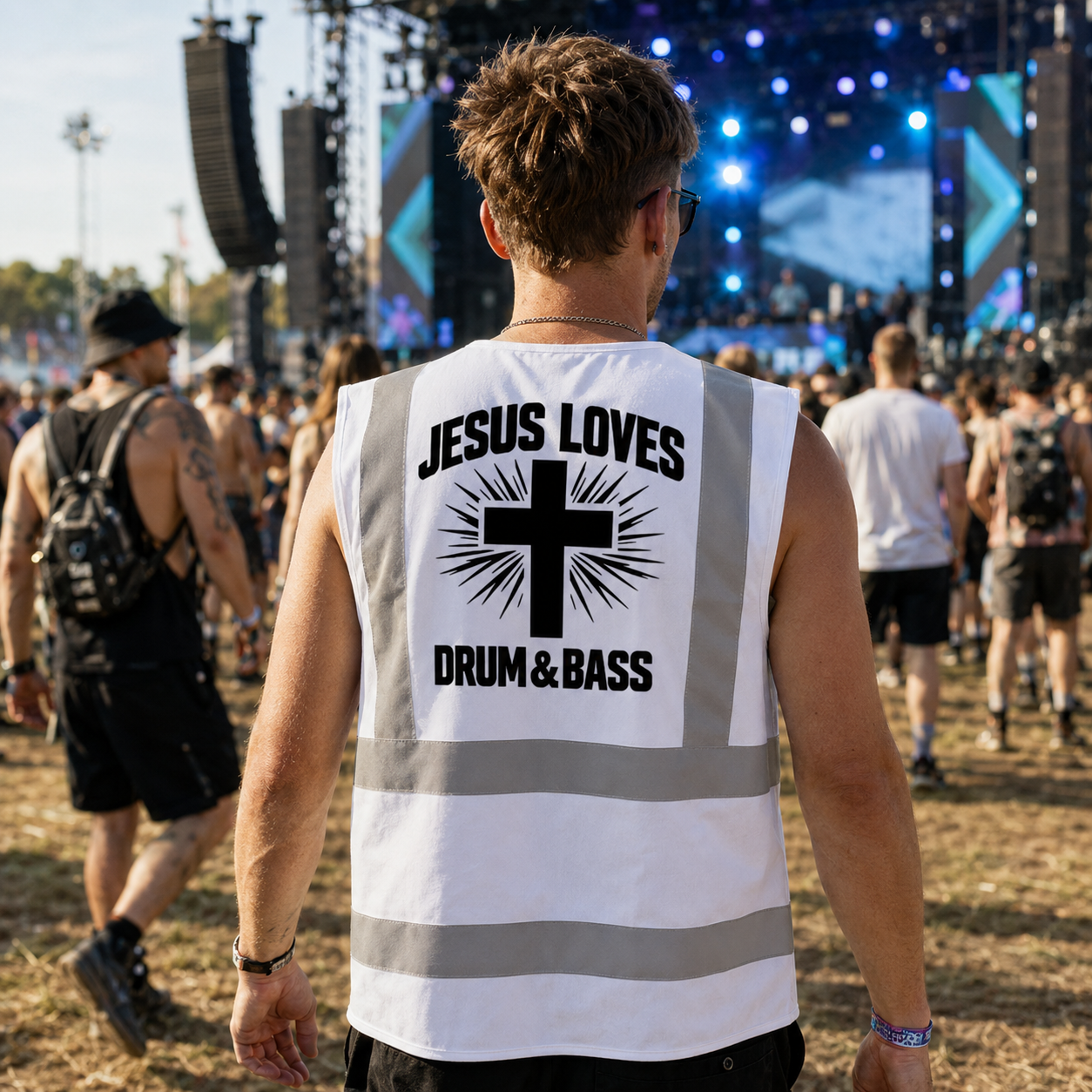Jesus Loves DnB Hi-Vis Vest (White)