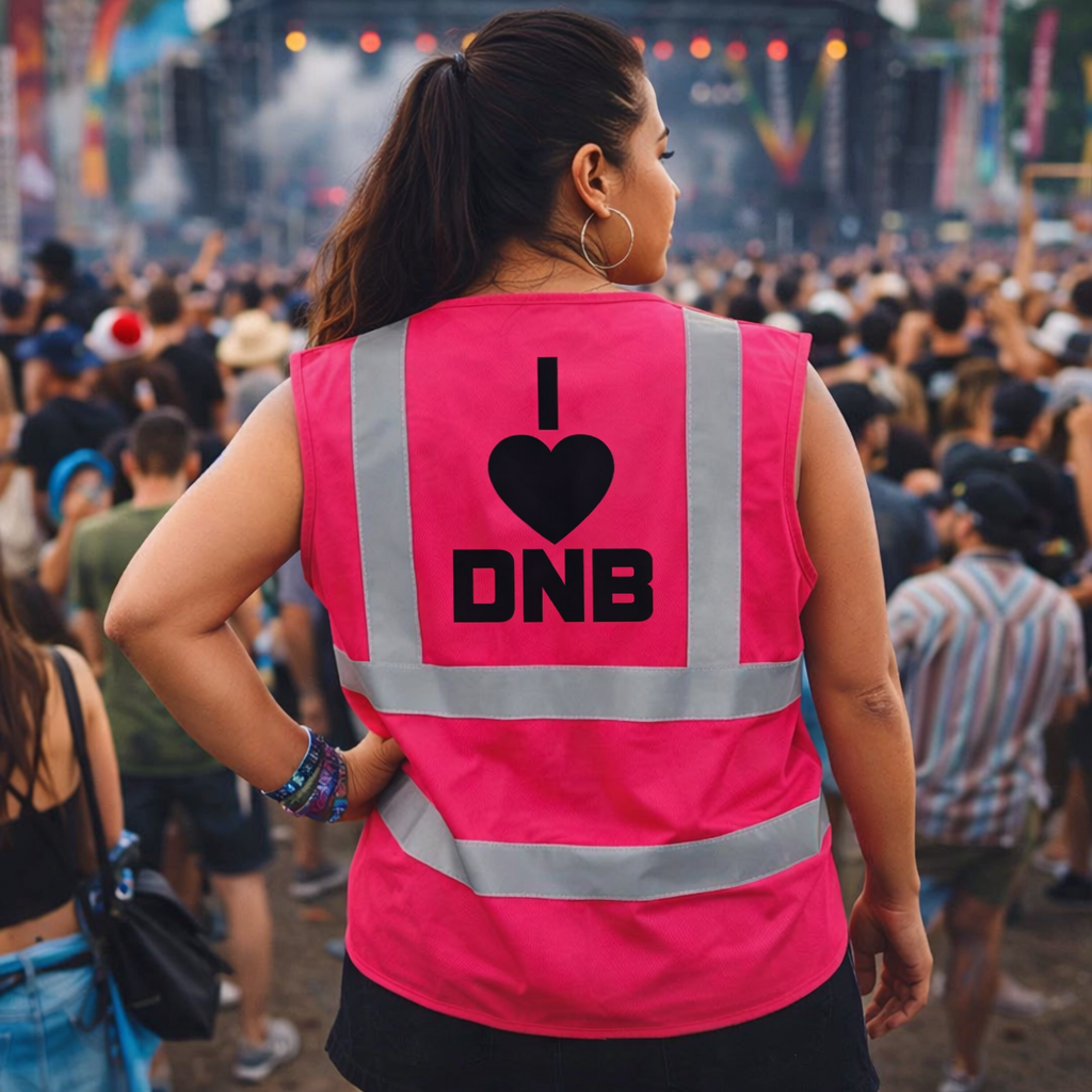 I Love DnB Hi-Vis Vest (Pink)