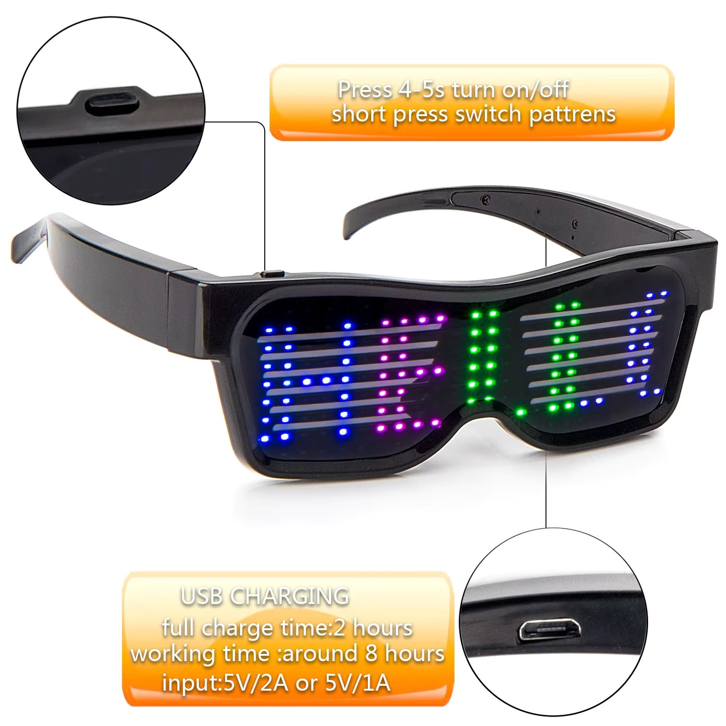 Bluetooth LED Glasses (App Controlled)
