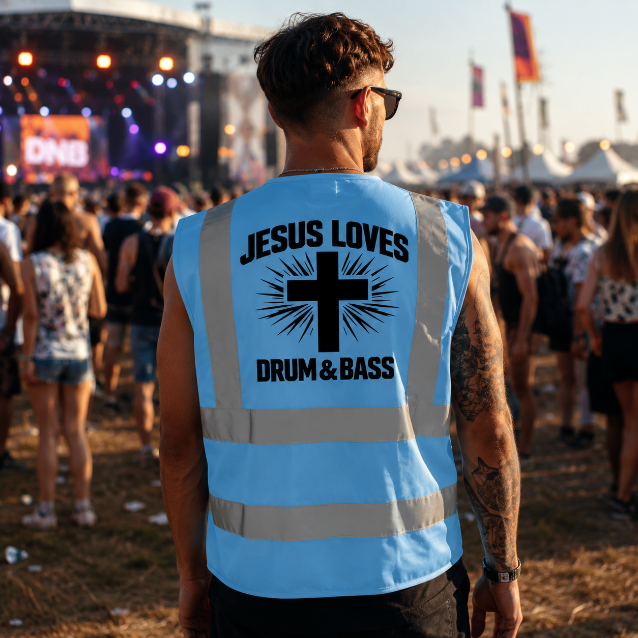 Jesus Loves DnB Hi-Vis Vest (Blue)