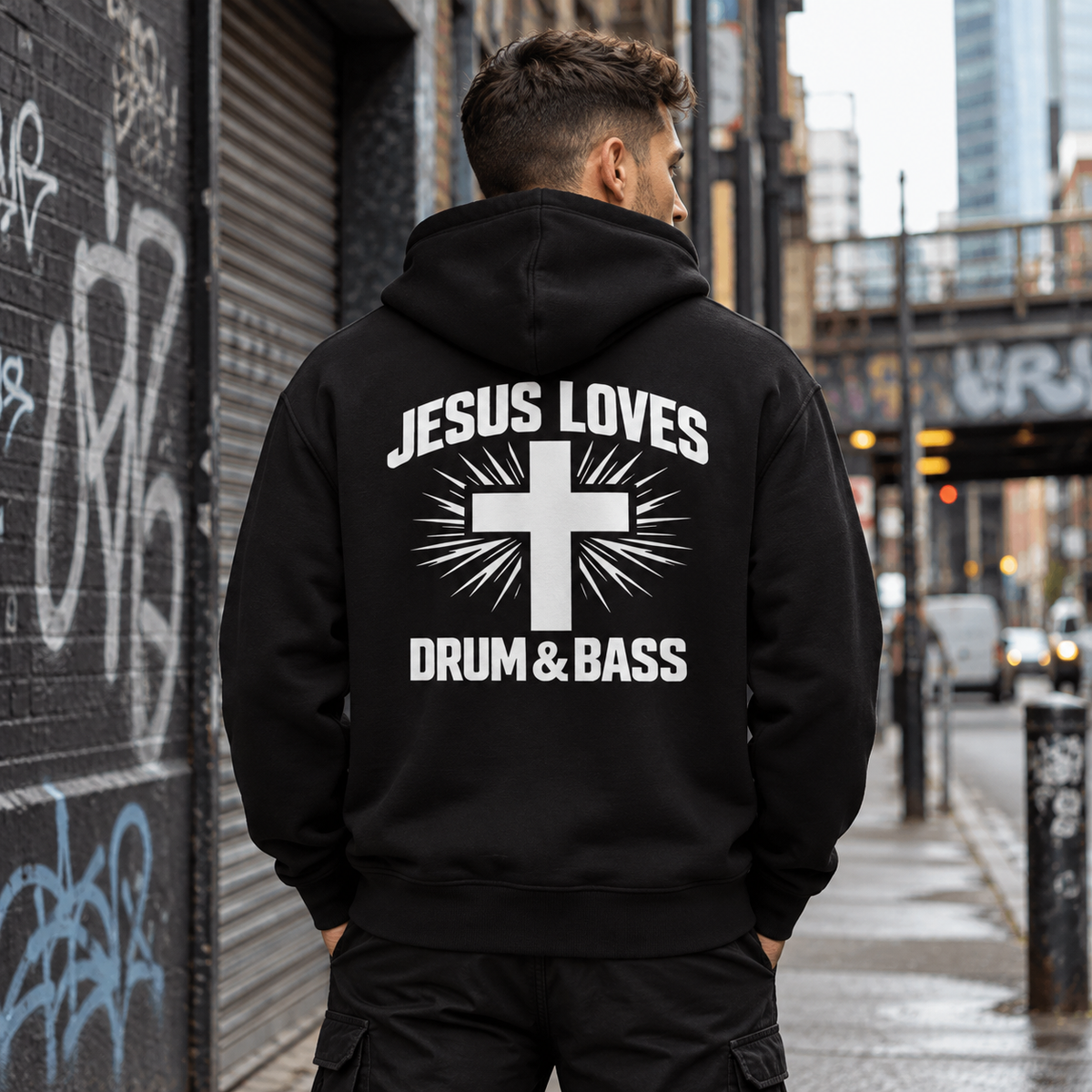 Jesus Loves Drum & Bass Premium Hoodie