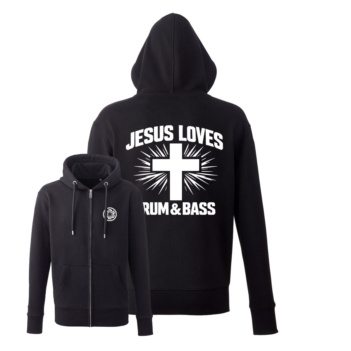 Jesus Loves Drum & Bass Premium Zip Hoodie