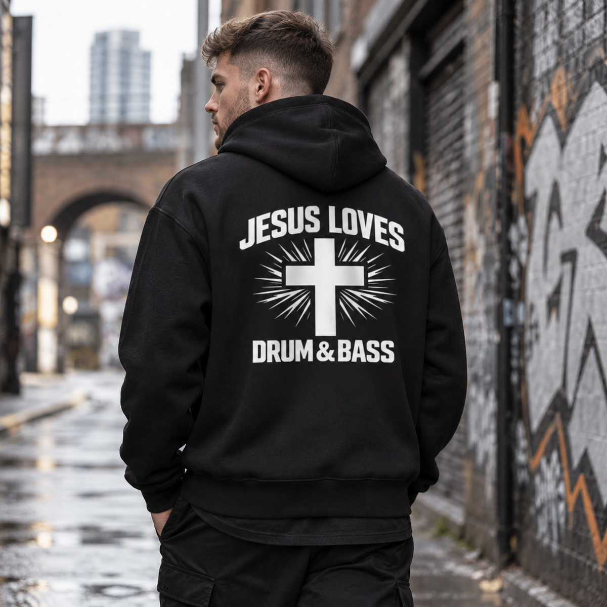 Jesus Loves Drum & Bass Premium Zip Hoodie